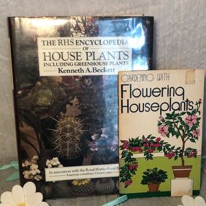Vintage lot of 2 books HOUSEPLANTS & GARDENING hardcover & paperback '87